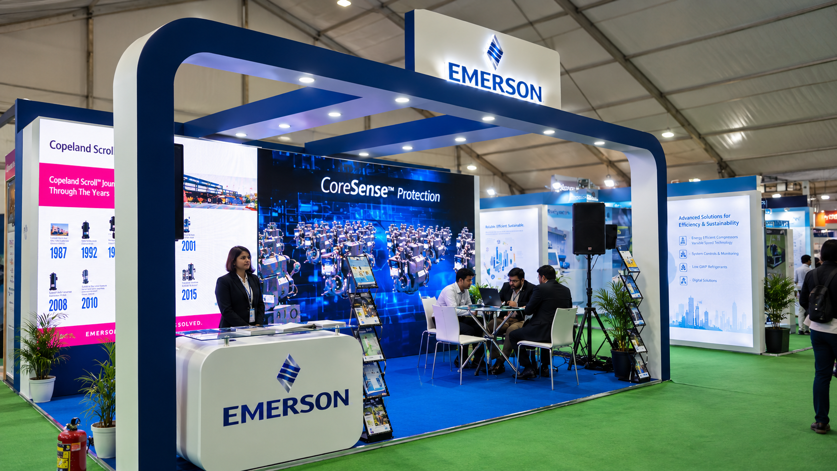 Close-up of exhibition stall branding